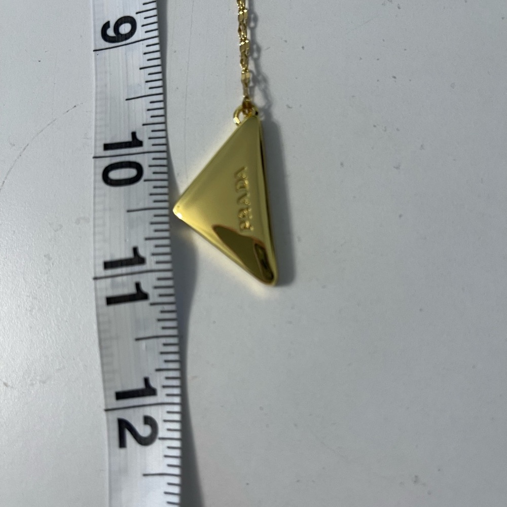 Prada Reworked Repurposed Triangle Necklace Gold - Picture 9 of 11